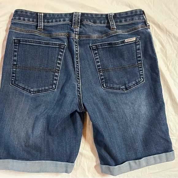 Carhartt Women's Denim Shorts Size 10 Slim Fit Leg Rolled Cuff - Picture 6 of 6